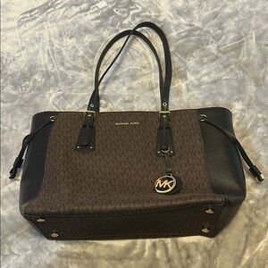 Michael Kors Black and Brown Large Signature Tote